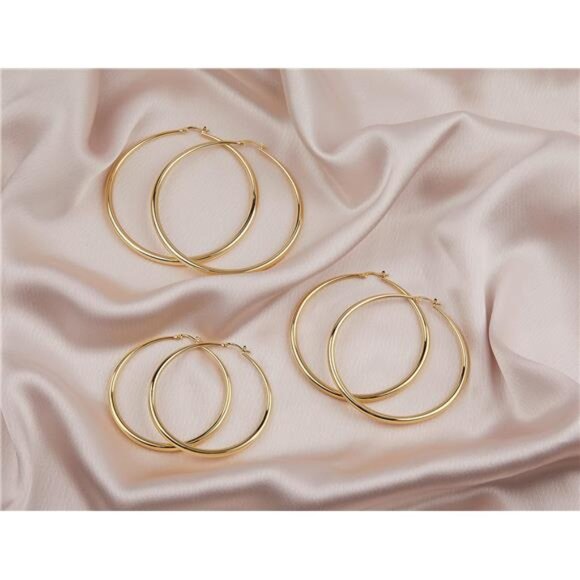 14K Gold Hoop Earrings For Women, Silver Hoop Earrings & Rose Gold Earrings - Picture 5 of 7